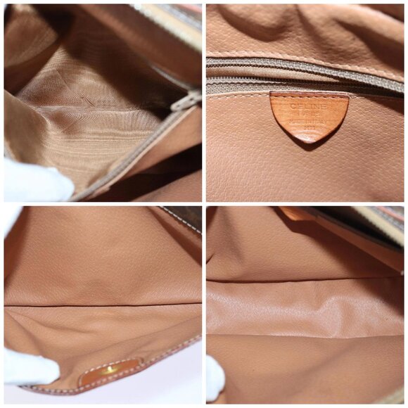 CELINE Macadam Canvas Shoulder Bag PVC Leather Brown Gold Auth 85387 - Picture 15 of 16